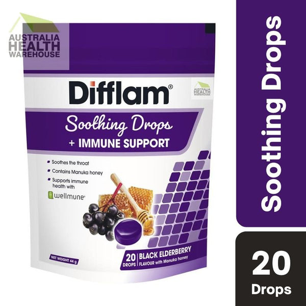 {Expiry: 11/2024] Difflam Soothing Drops + Immune Support Black Elderberry 20 Drops