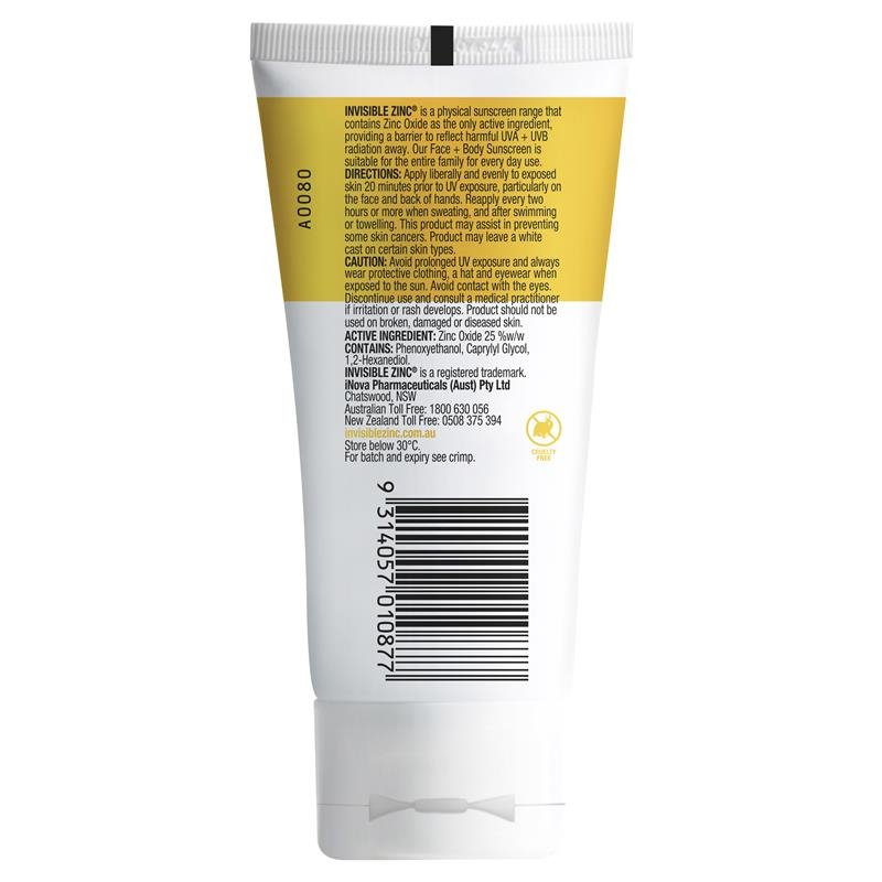 Invisible Zinc SPF 50+ Face and Body 75g April 2026