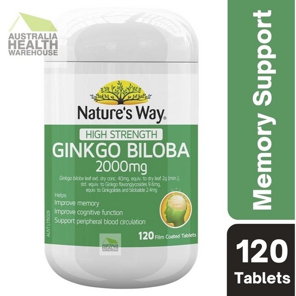 Nature's Way High Strength Ginkgo Biloba 2000mg 120 Tablets  May 2024