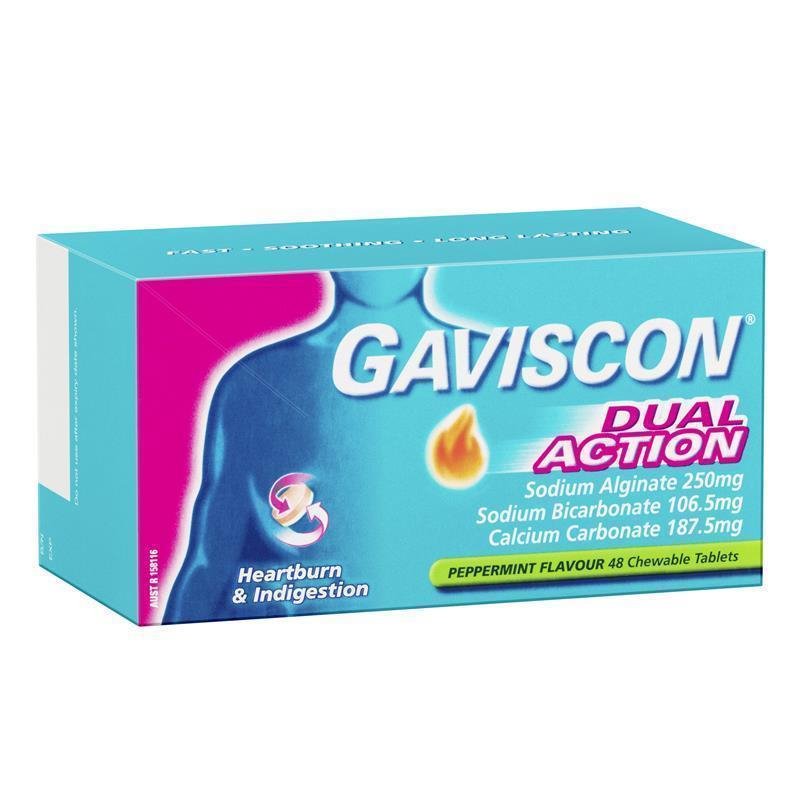 {Expiry: 01/08/2025] Gaviscon Dual Action Peppermint 48 Tablets