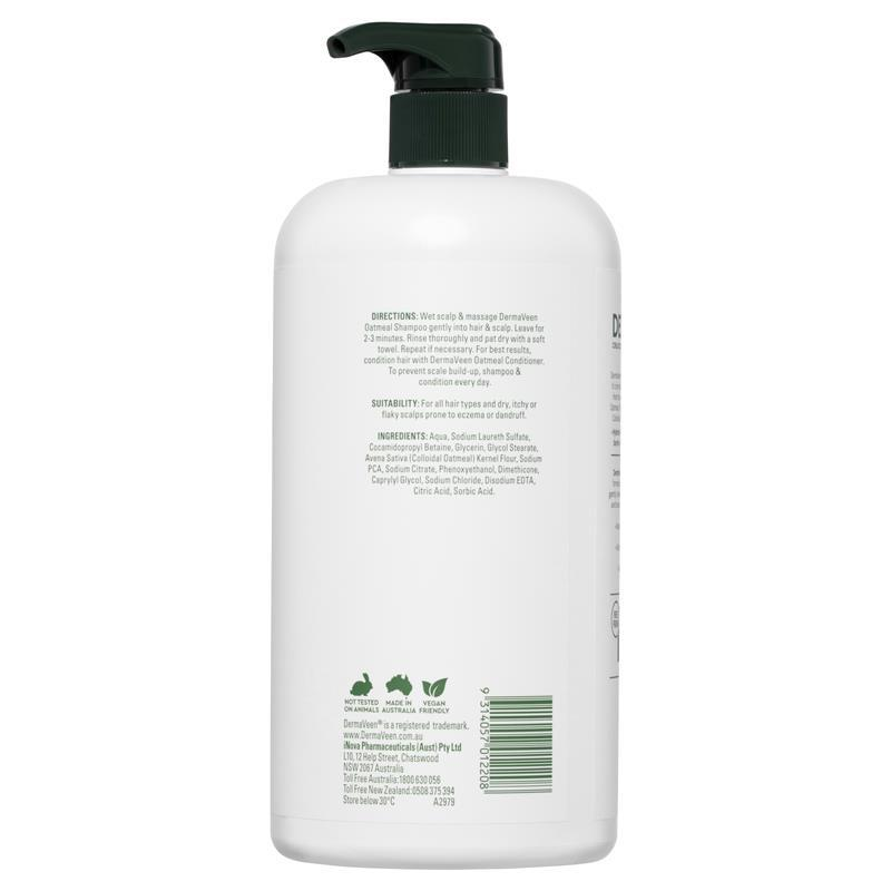 [Expiry: 12/2025] DermaVeen Oatmeal Shampoo for Dry, Flaky or Sensitive Scalps 1 Litre
