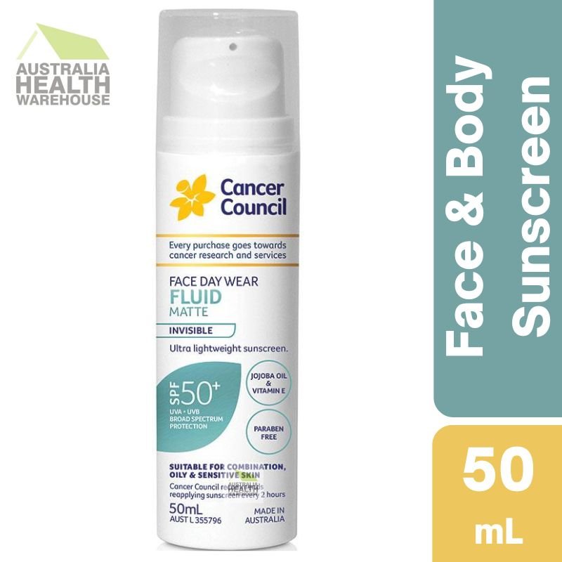 Cancer Council Face Day Wear Fluid Matte Invisible Sunscreen SPF 50+ 50mL June 2024