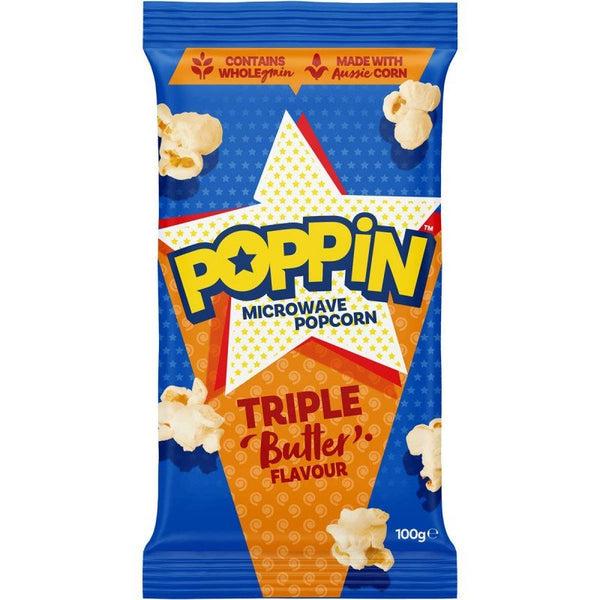 [EXPIRY: 30/04/2024] Poppin Microwave Popcorn Triple Butter Flavour 100g