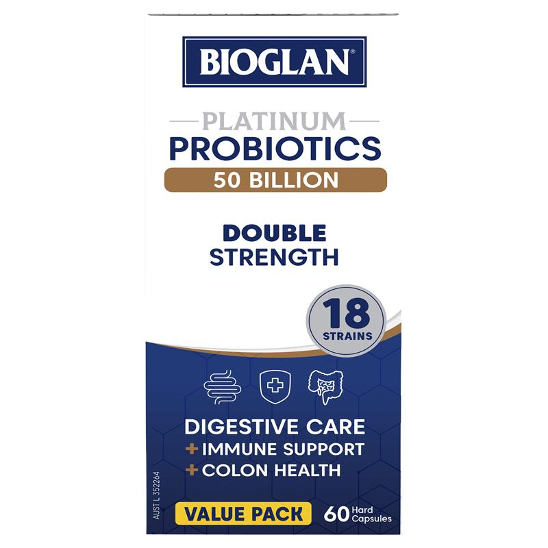 Bioglan Platinum Probiotics 50 Billion Double Strength 60 Capsules January 2025