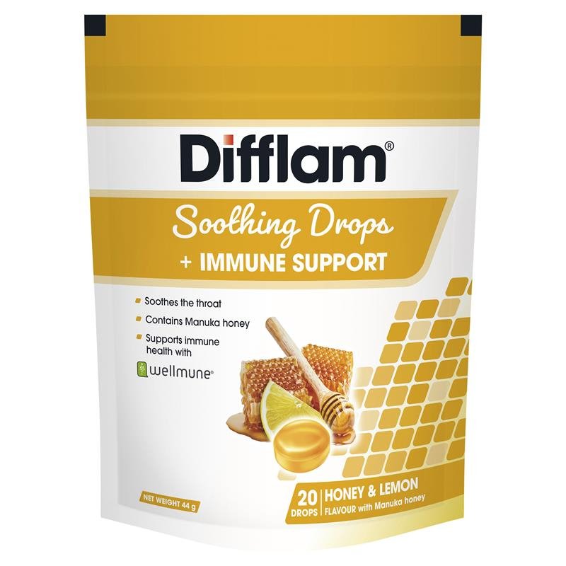 Difflam Soothing Drops + Immune Support Honey & Lemon 20 Drops March 2025