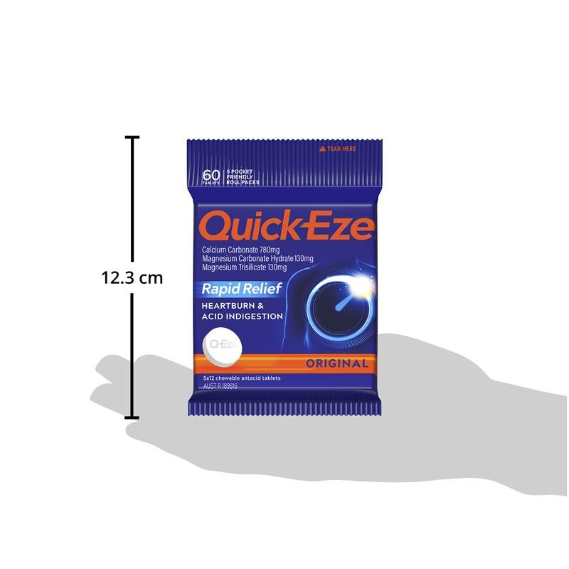 Quick-Eze Antacid Original 5x12 Chewable Tablets Multipack August 2024