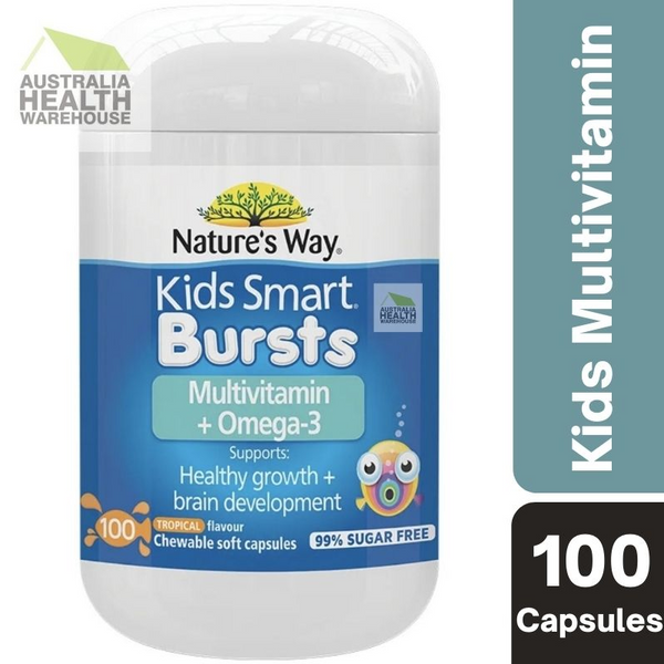 Nature's Way Kids Smart Bursts Multi Vitamin + Omega-3 100 Capsules August 2024