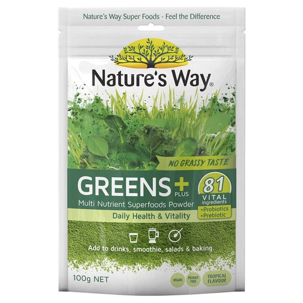 Nature's Way Superfoods Greens Plus Powder 100g April 2025