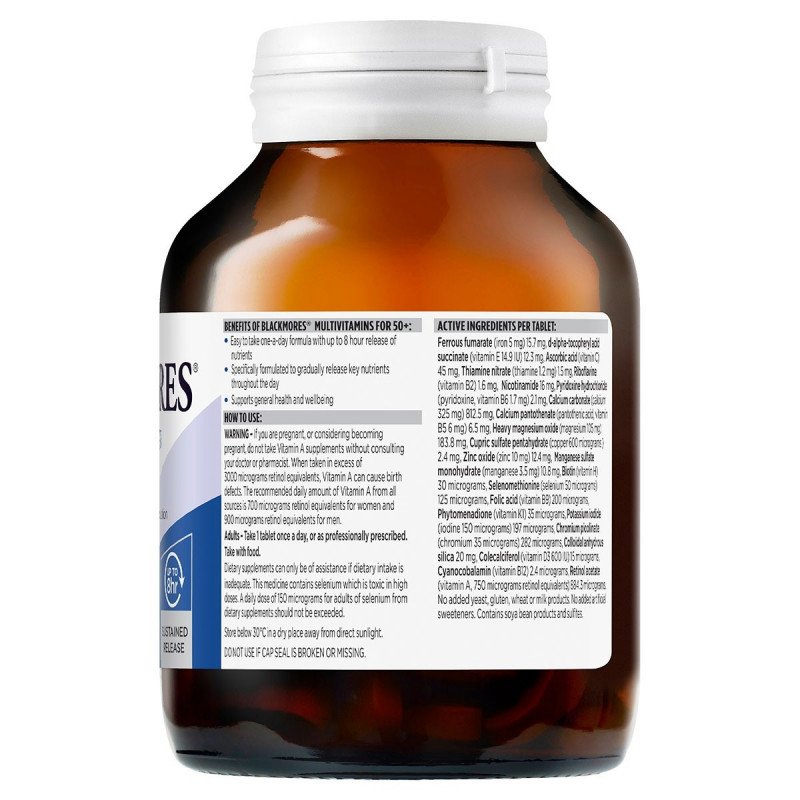 Blackmores Multivitamin for 50+ Sustained Release 90 Tablets April 2025