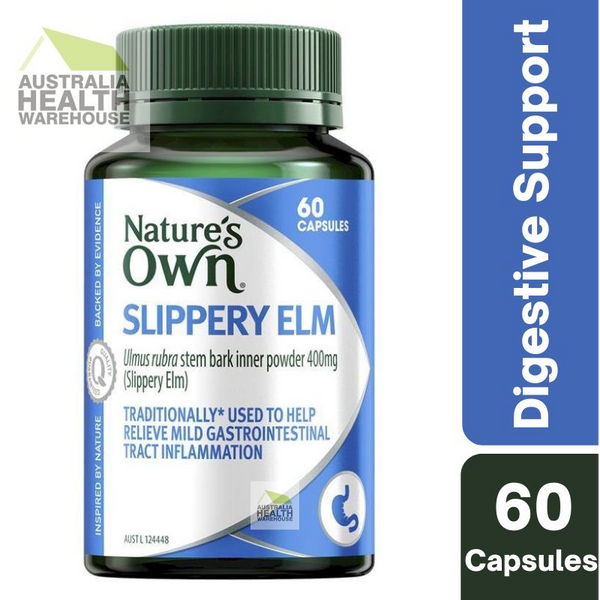 Nature's Own Slippery Elm 400mg 60 Capsules March 2025