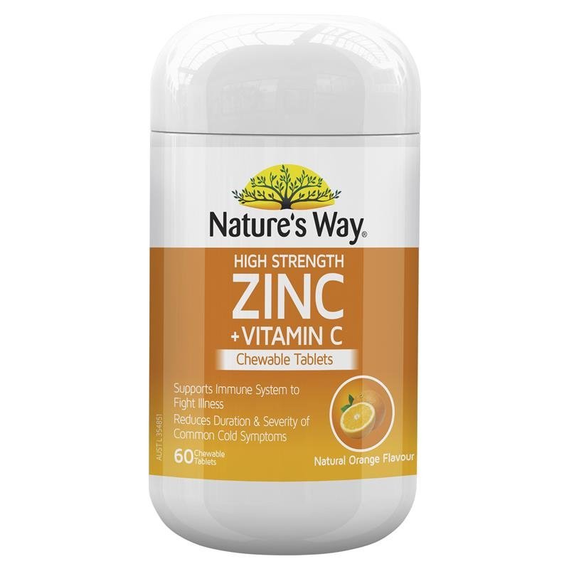 [CLEARANCE EXPIRY: 05/2024] Nature's Way High Strength Zinc + Vitamin C 60 Tablets