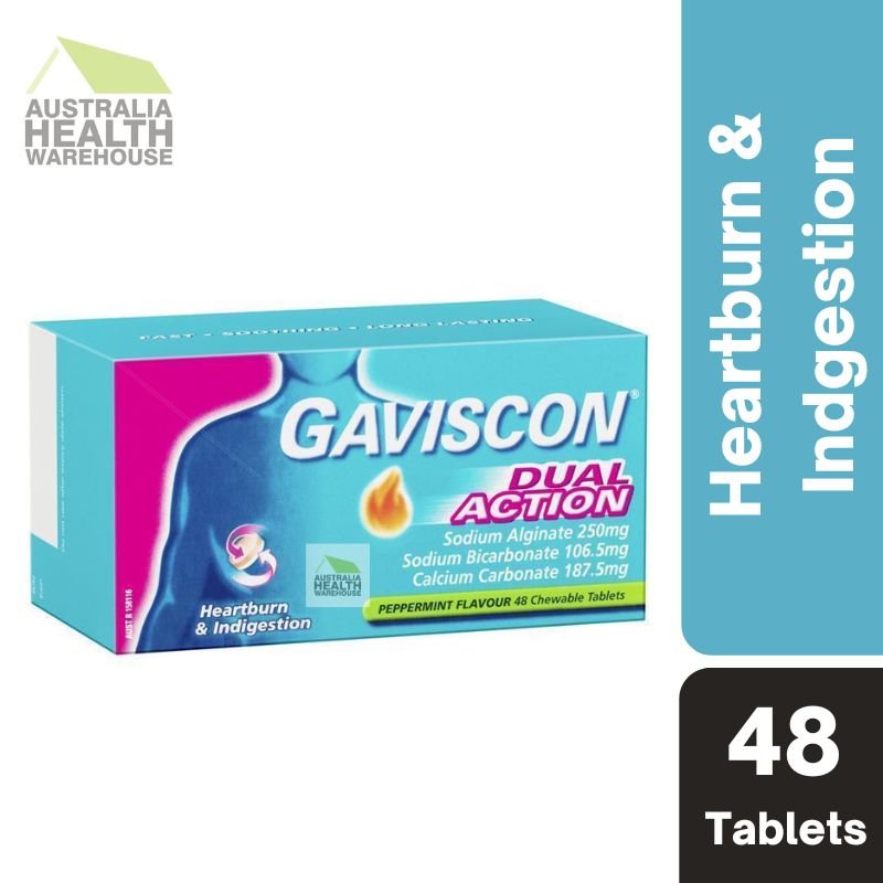 {Expiry: 01/08/2025] Gaviscon Dual Action Peppermint 48 Tablets