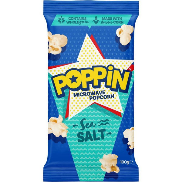 [CLEARANCE EXPIRY: 26/03/24] Poppin Microwave Popcorn Sea Salt Flavour 100g
