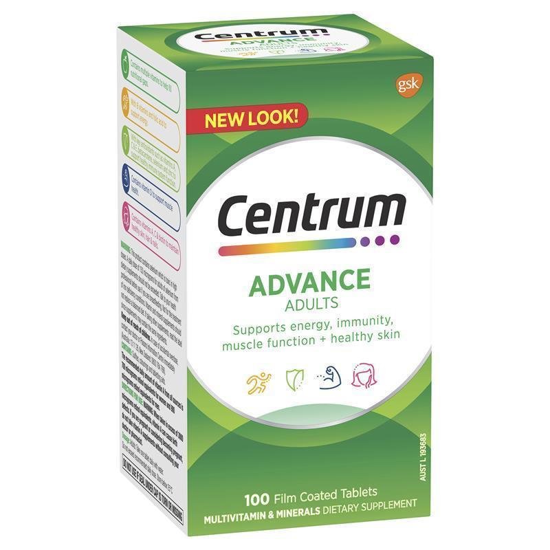Centrum Advance For Adults Multivitamin 100 Tablets October 2024