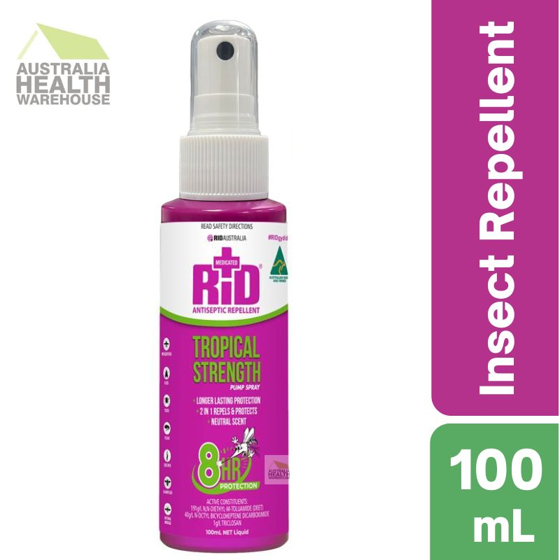 [EXPIRY: March 2027] RID Medicated Insect Repellent Tropical Strength + Antiseptic Pump Spray 100mL