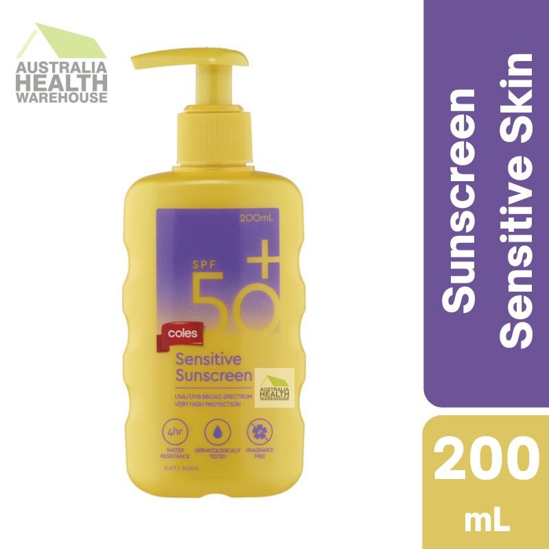 Coles SPF 50+ Sensitive Sunscreen Pump 200mL December 2024
