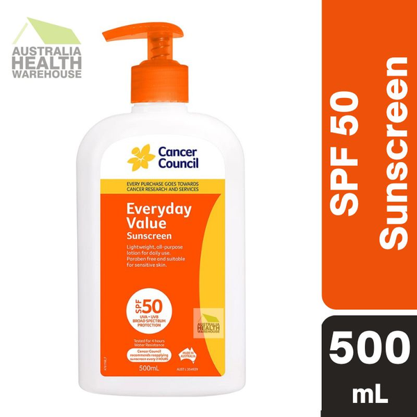 [Expiry: 06/2026] Cancer Council Everyday Value Sunscreen SPF 50 500mL