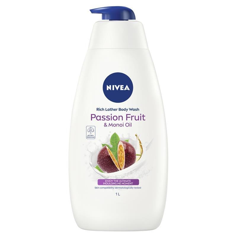 Nivea Rich Lather Passionfruit & Monoi Oil Body Wash 1 Litre