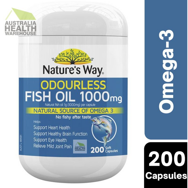 [Expiry: 10/2025] Nature's Way Fish Oil Odourless 1000mg 200 Capsules