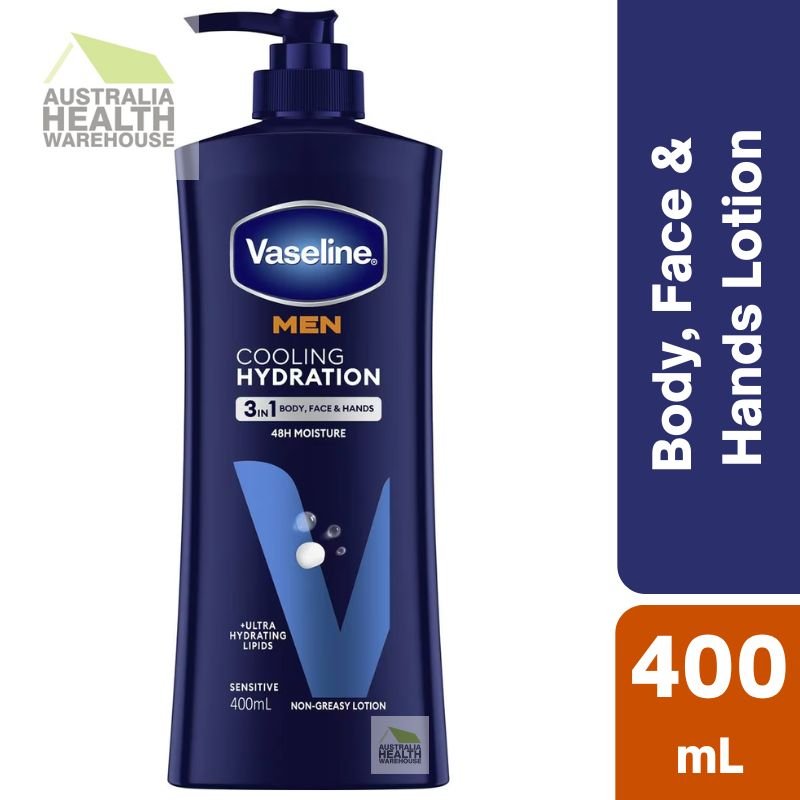 Vaseline Men Cooling Hydration 3In1 Body, Face & Hands Lotion 400mL