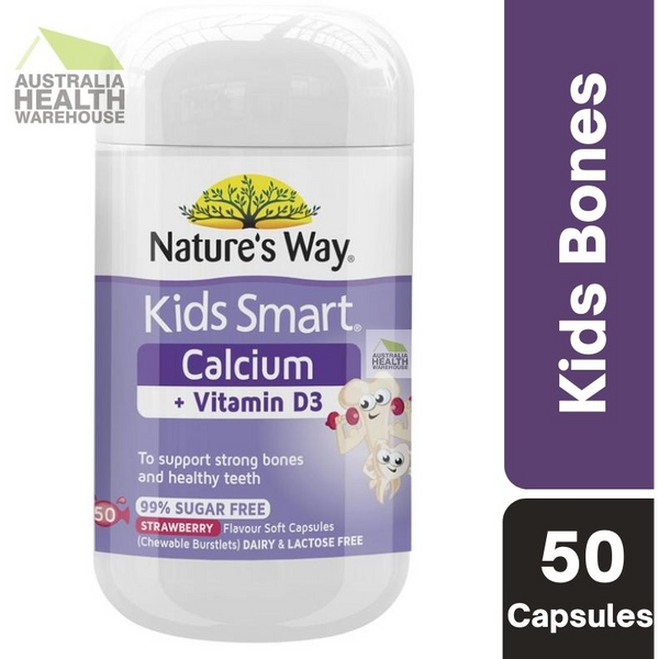 Nature's Way Kids Smart Calcium + Vitamin D3 50 Soft Capsules (Chewable Burstlets) April 2025