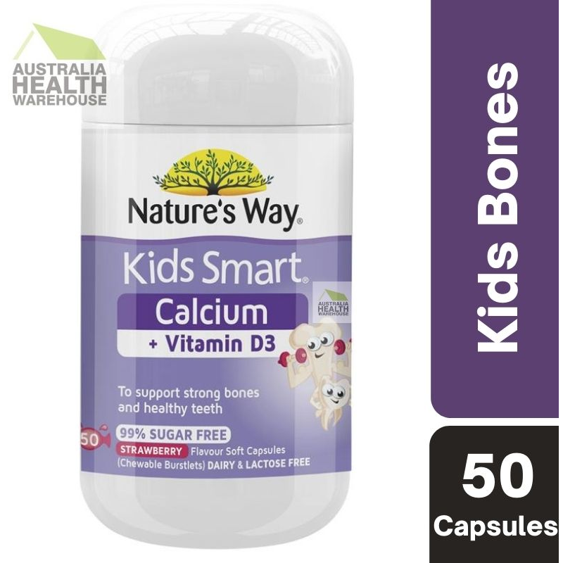 [Expiry: 04/2025] Nature's Way Kids Smart Calcium + Vitamin D3 50 Soft Capsules (Chewable Burstlets)