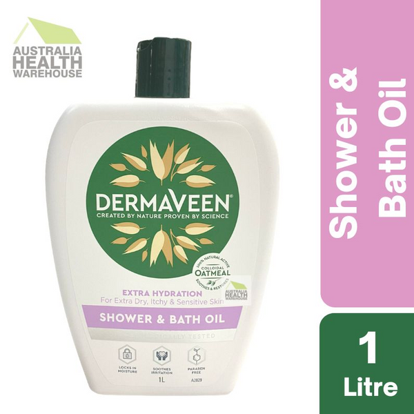 [Expiry: 02/2026] DermaVeen Extra Hydration Shower & Bath Oil 1 Litre (No Pump)