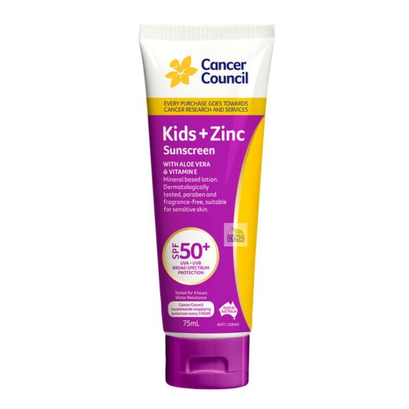 Cancer Council Kids +Zinc Sunscreen SPF 50+ Tube 75mL January 2026