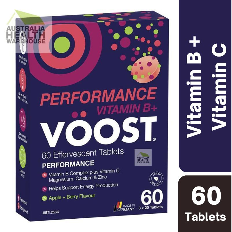 Voost Vitamin B+ Performance (Apple + Berry Flavour) Effervescent 60 Tablets