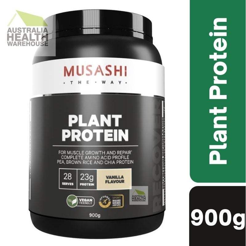 Musashi Plant Protein Vanilla 900g August 2023