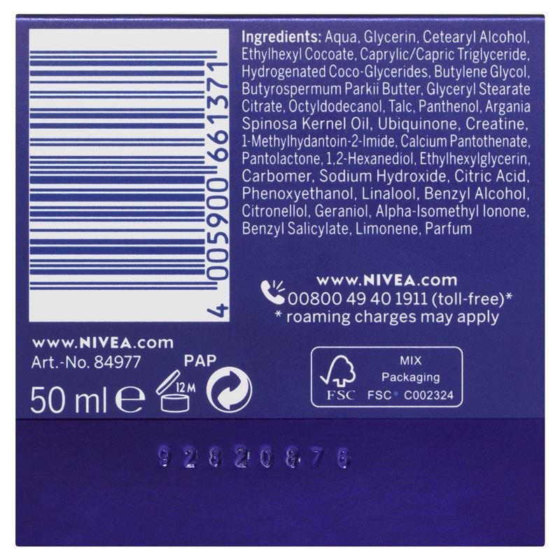 Nivea Q10 Anti-Wrinkle Night Cream 60+ for Mature Skin 50mL