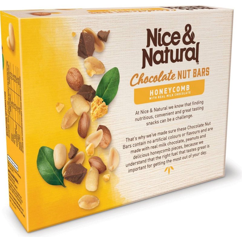 Nice & Natural Chocolate Nut Bars Honeycomb 6 Bars 180g [13 March 2024]